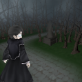 Adrian se promenant dans une for�t sombre. (Black Ritual)